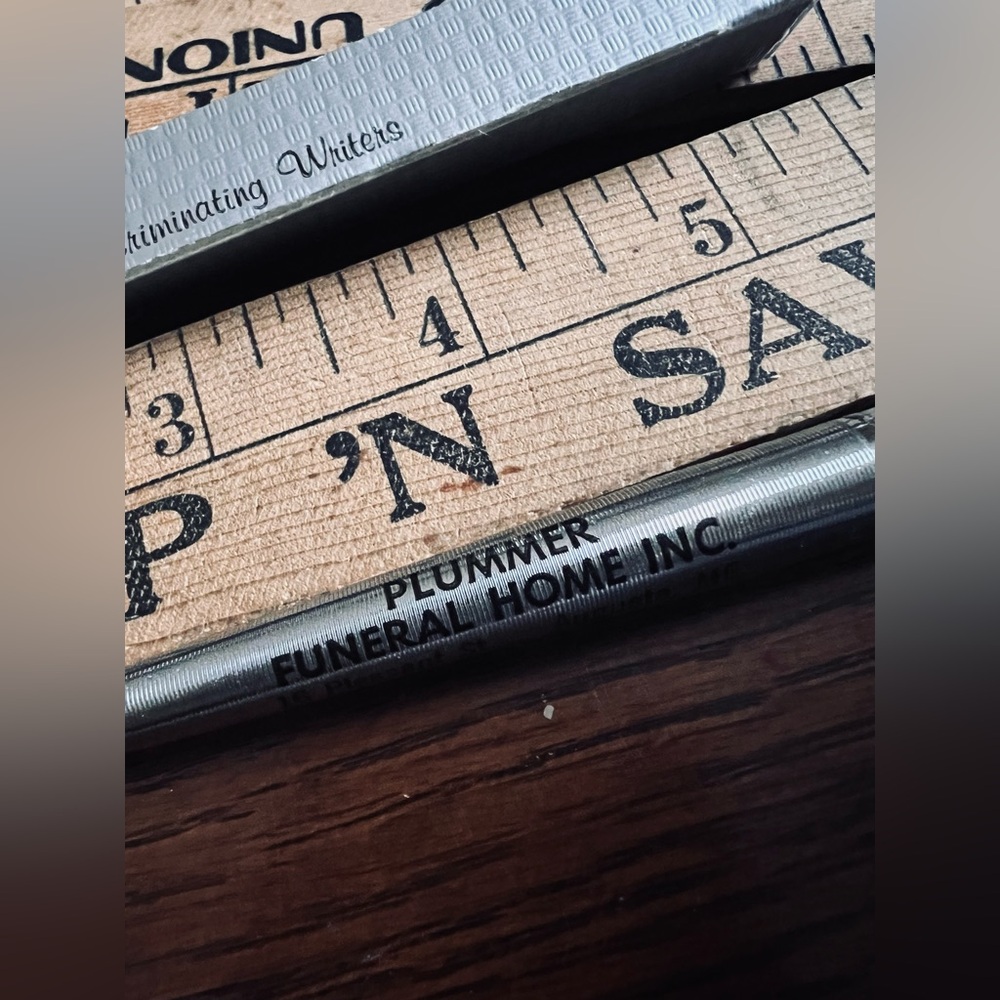 Vintage Plummer FUNERAL HOME Wingamatic Ballpoint Pen w/Box Augusta Maine Silver - Picture 3 of 9